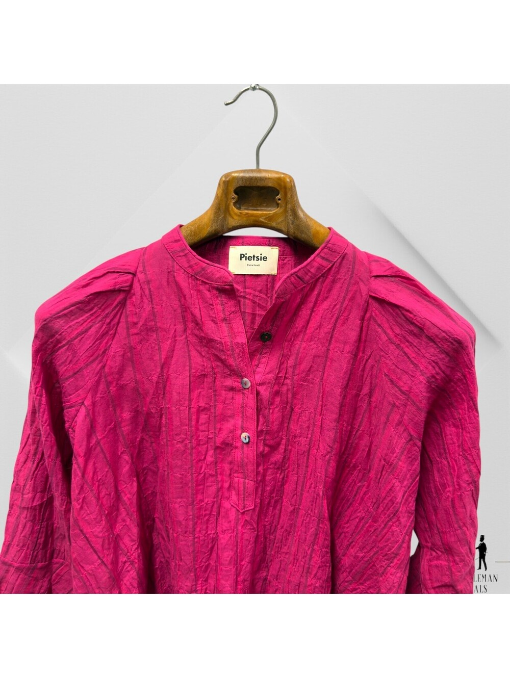 PIETSIE Top Womens Dark Pink Stripe Long Sleeve Shirt Japanese Fabric Cali XS